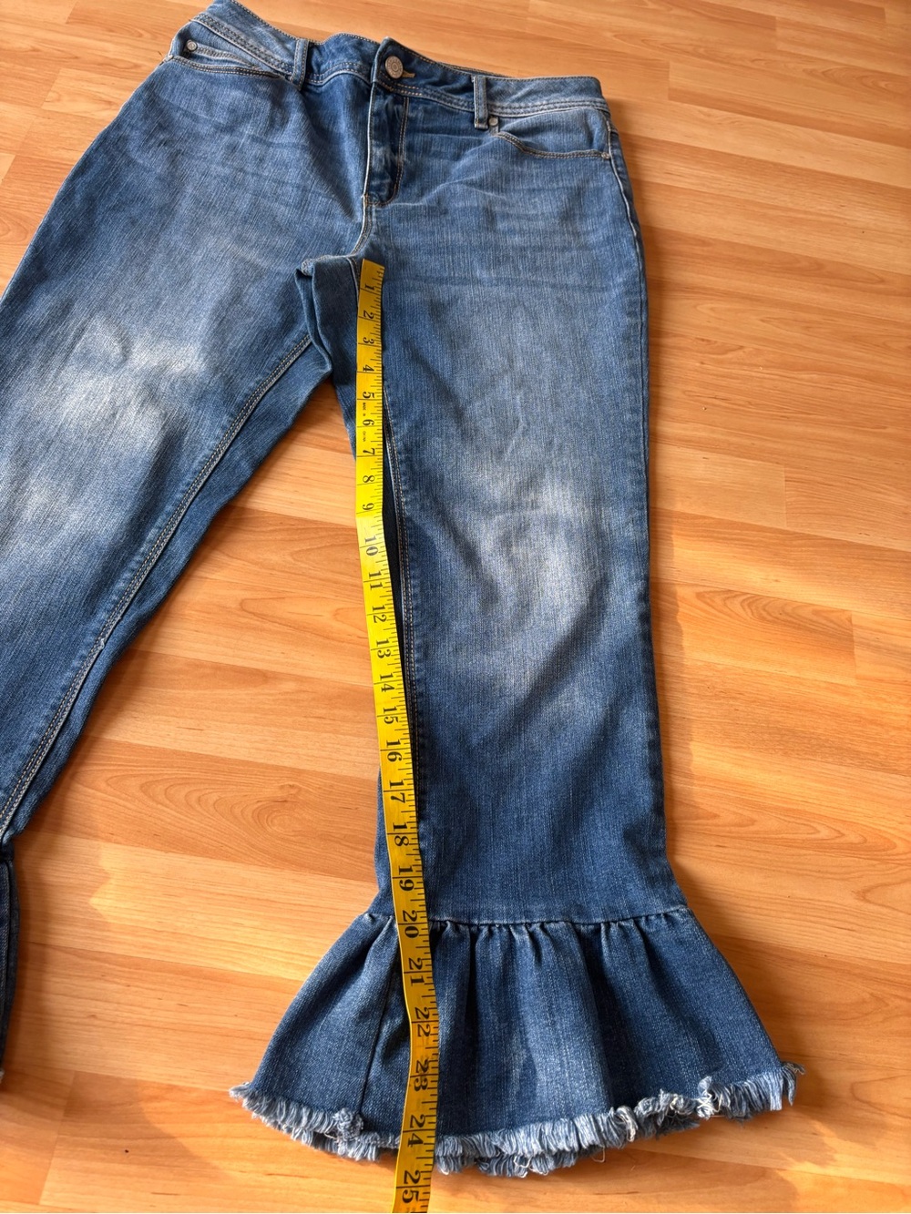 EST 1946 Denim Ruffle Hem Denim Jeans - Blue - Picture 6 of 9